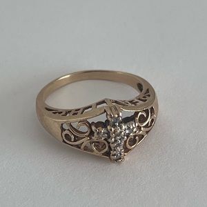 14k cross ring
